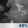 Wednesday Night: A chance of rain and a slight chance of thunderstorms. Mostly cloudy, with a low around 56. Chance of precipitation is 40%. Wednesday Night: Chance Light Rain